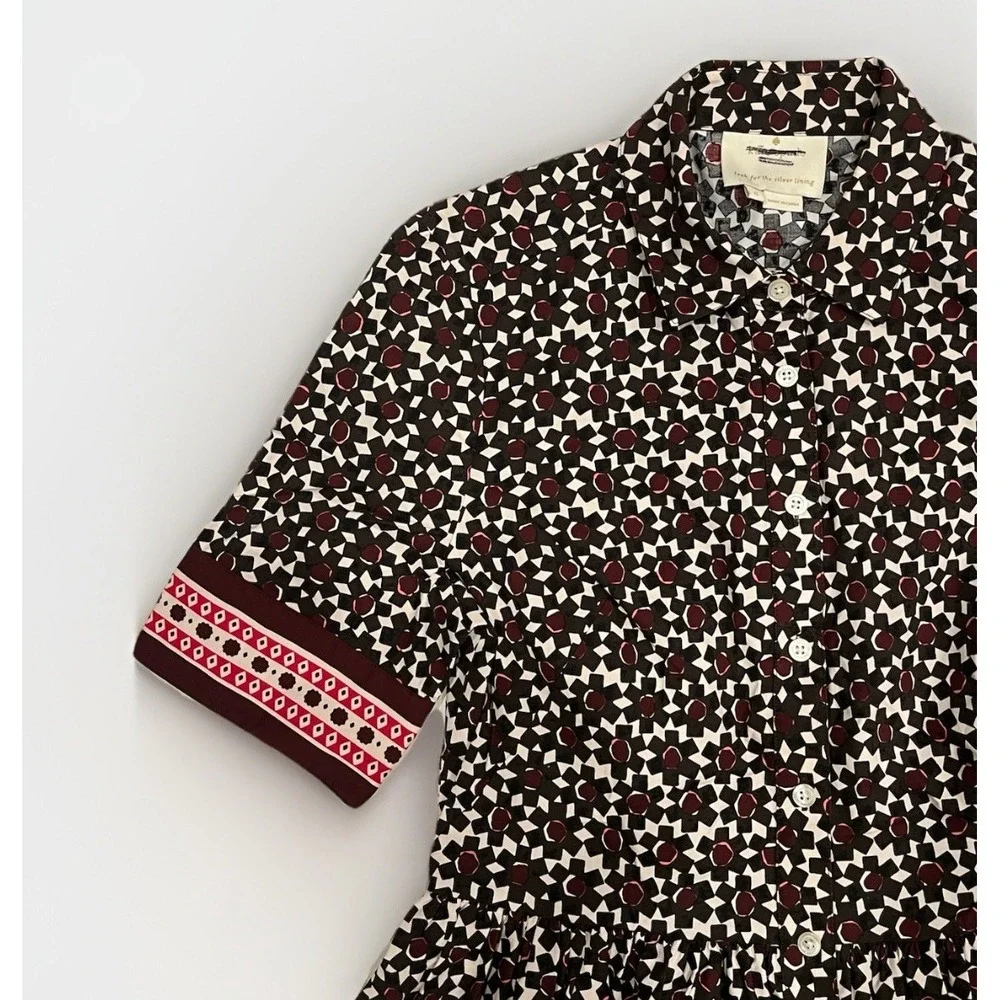 Kate Spade Size 6 Tile Shirt Dress  Fit & Flare ‎ Pockets Cotton Poplin Stretch